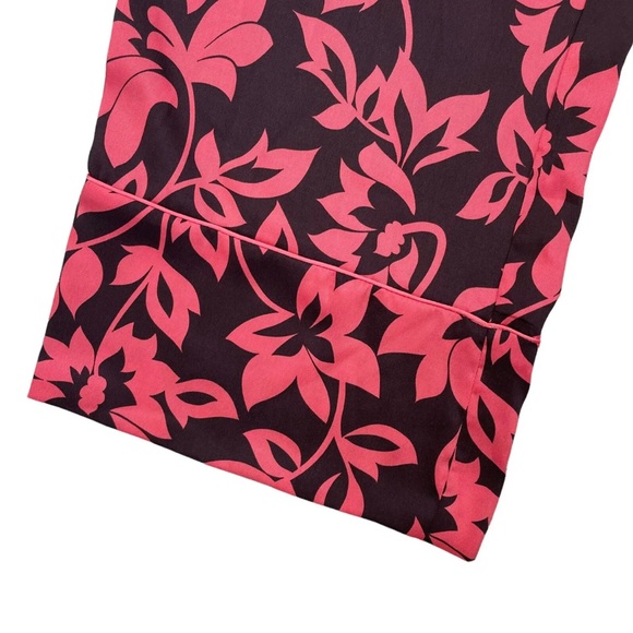 ZARA Wide Leg Satin Culottes Size S Elastic Waist Pink Black Floral Crop - Picture 2 of 5